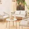 Gartenlounge-Set aus Stahl mit Seilbespannung aus Kunststoff, 4 Plätze