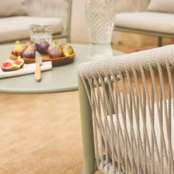 Gartenlounge-Set aus Stahl mit Seilbespannung aus Kunststoff, 4 Plätze