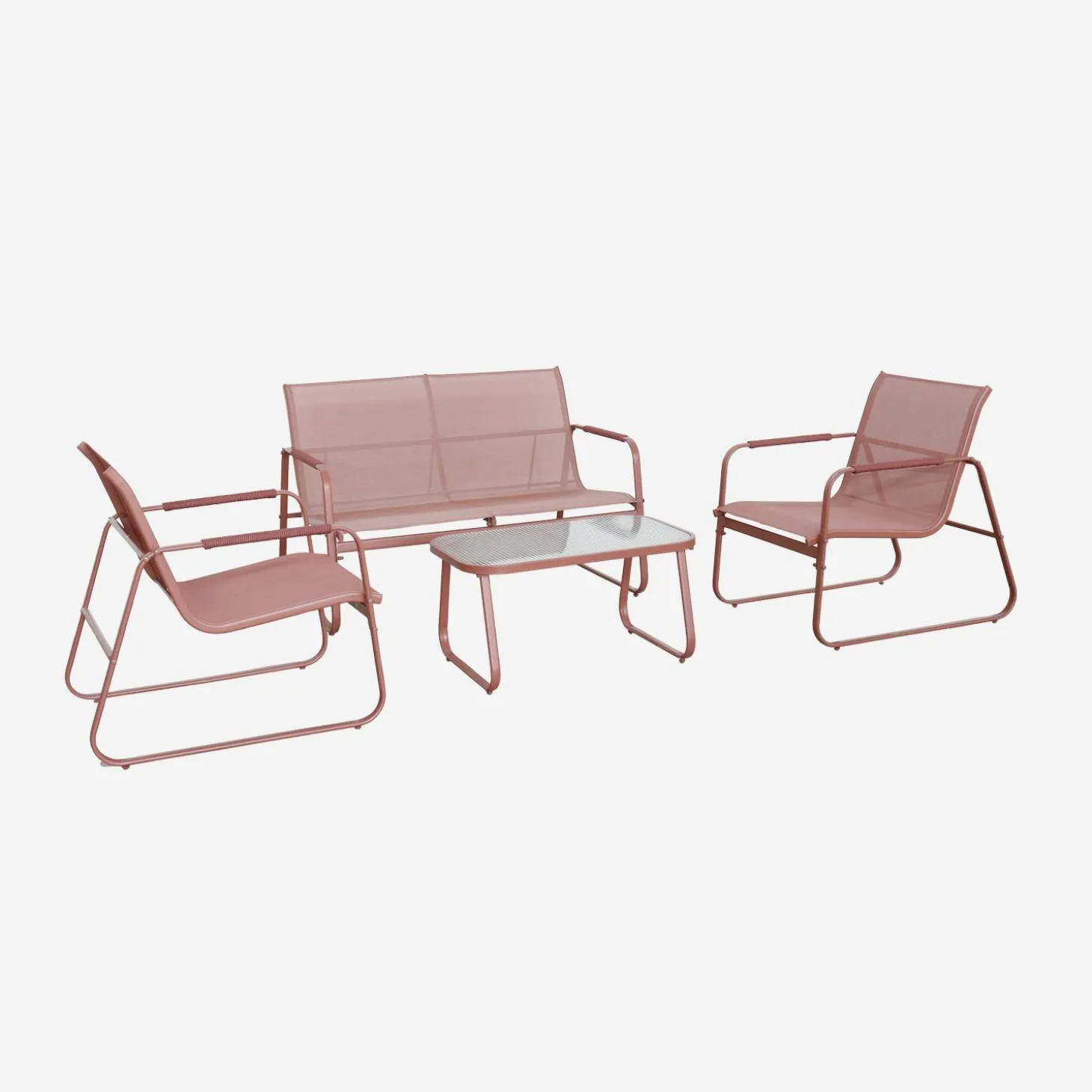 Gartenlounge-Set aus Stahl, 4 Plätze