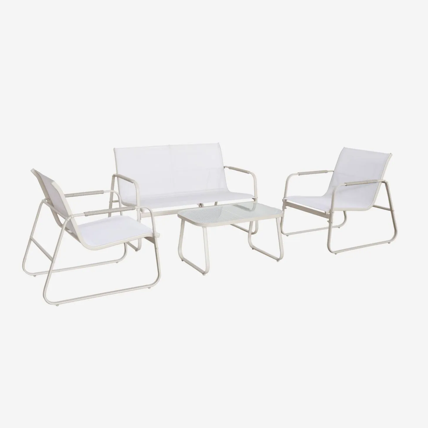 Gartenlounge-Set aus Stahl, 4 Plätze