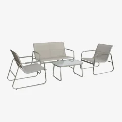 Gartenlounge-Set aus Stahl, 4 Plätze