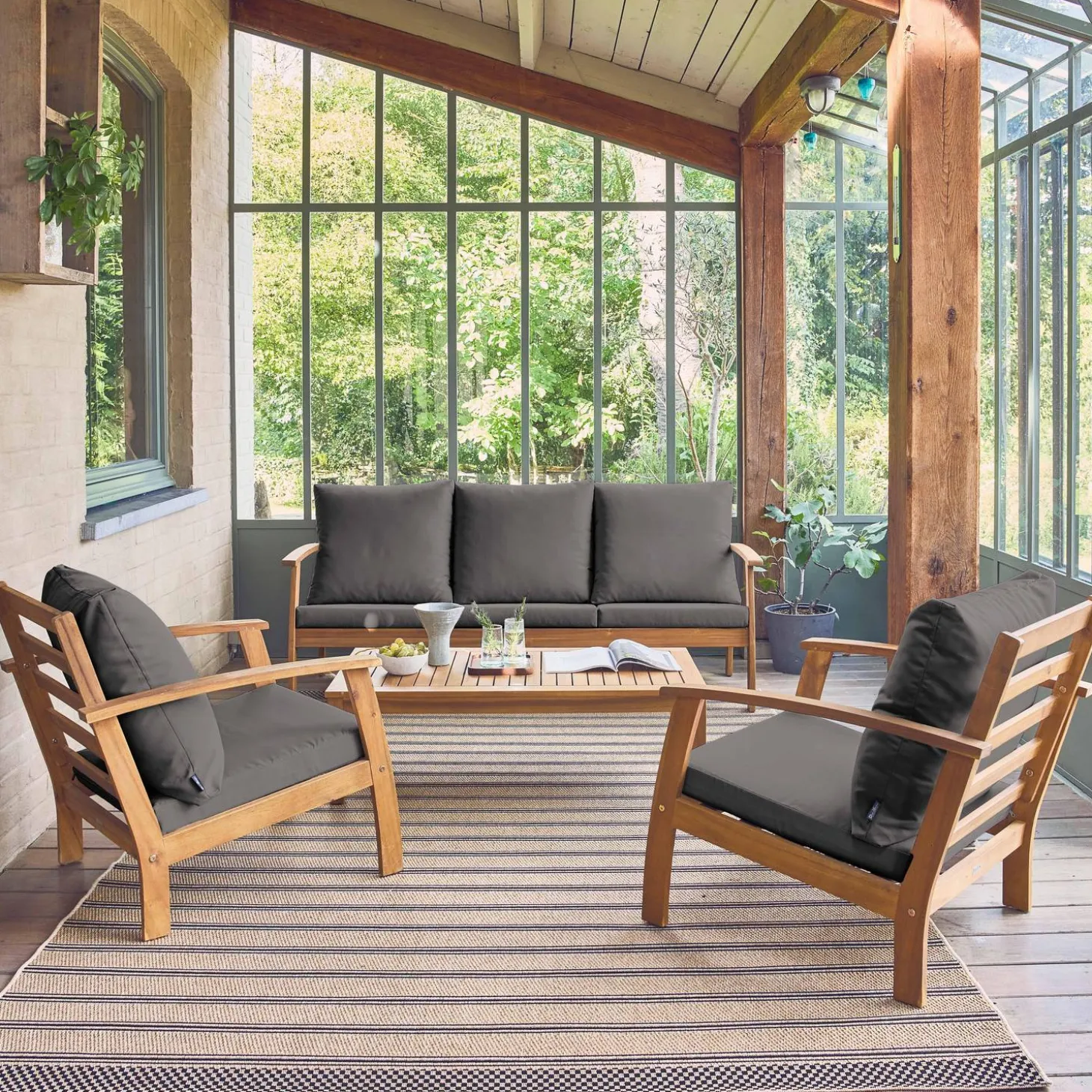 Gartenlounge-Set für 5 Personen aus Akazienholz