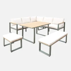 Gartenlounge-Set für 8 Personen aus Akazienholz und Aluminium