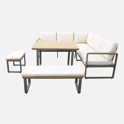 Gartenlounge-Set für 8 Personen aus Akazienholz und Aluminium