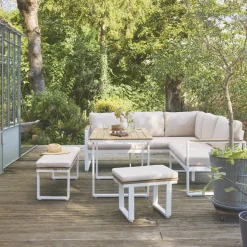 Gartenlounge-Set für 8 Personen aus Akazienholz und Aluminium