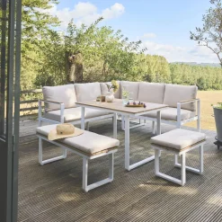 Gartenlounge-Set für 8 Personen aus Akazienholz und Aluminium