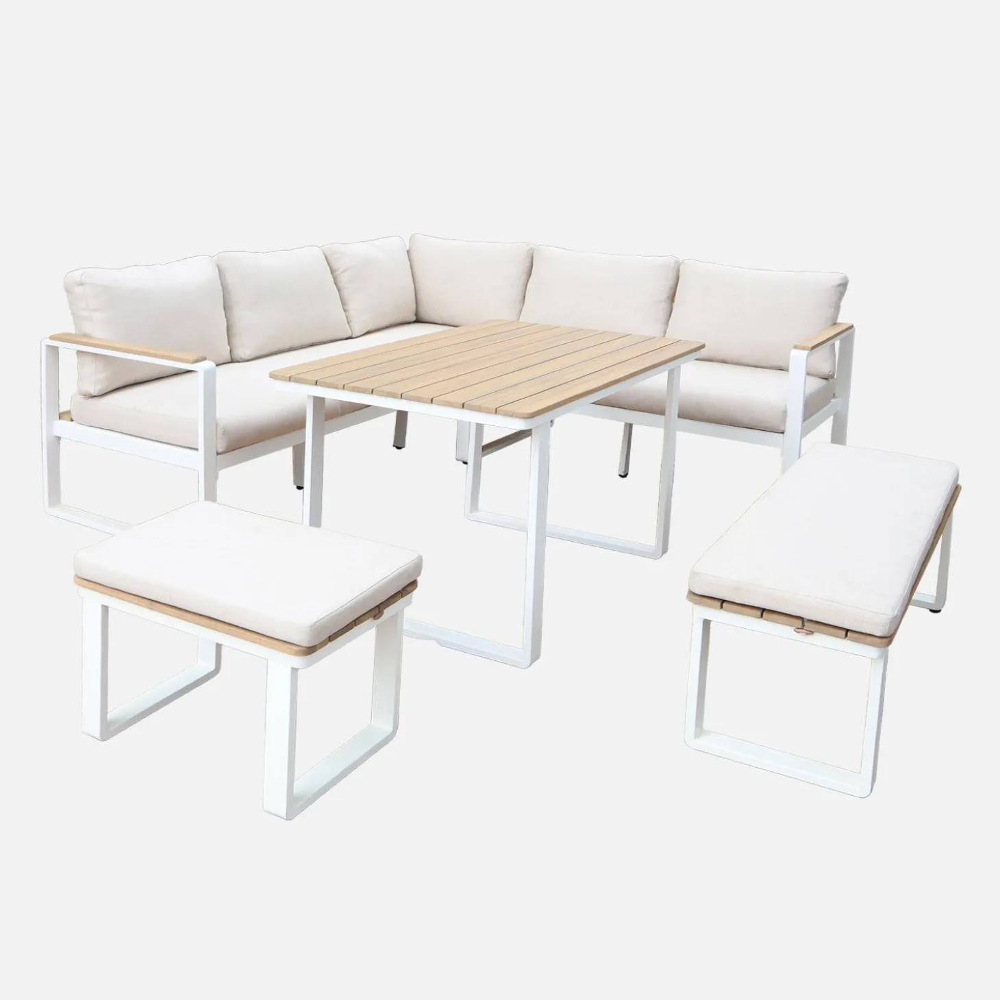 Gartenlounge-Set für 8 Personen aus Akazienholz und Aluminium