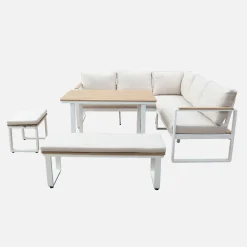Gartenlounge-Set für 8 Personen aus Akazienholz und Aluminium