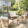 Gartenmöbelset aus Akazie für 4 Personen mit Seilbespannung