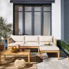 Gartenmöbelset aus Akazienholz, Ecksofa + Tisch, 3 Plätze