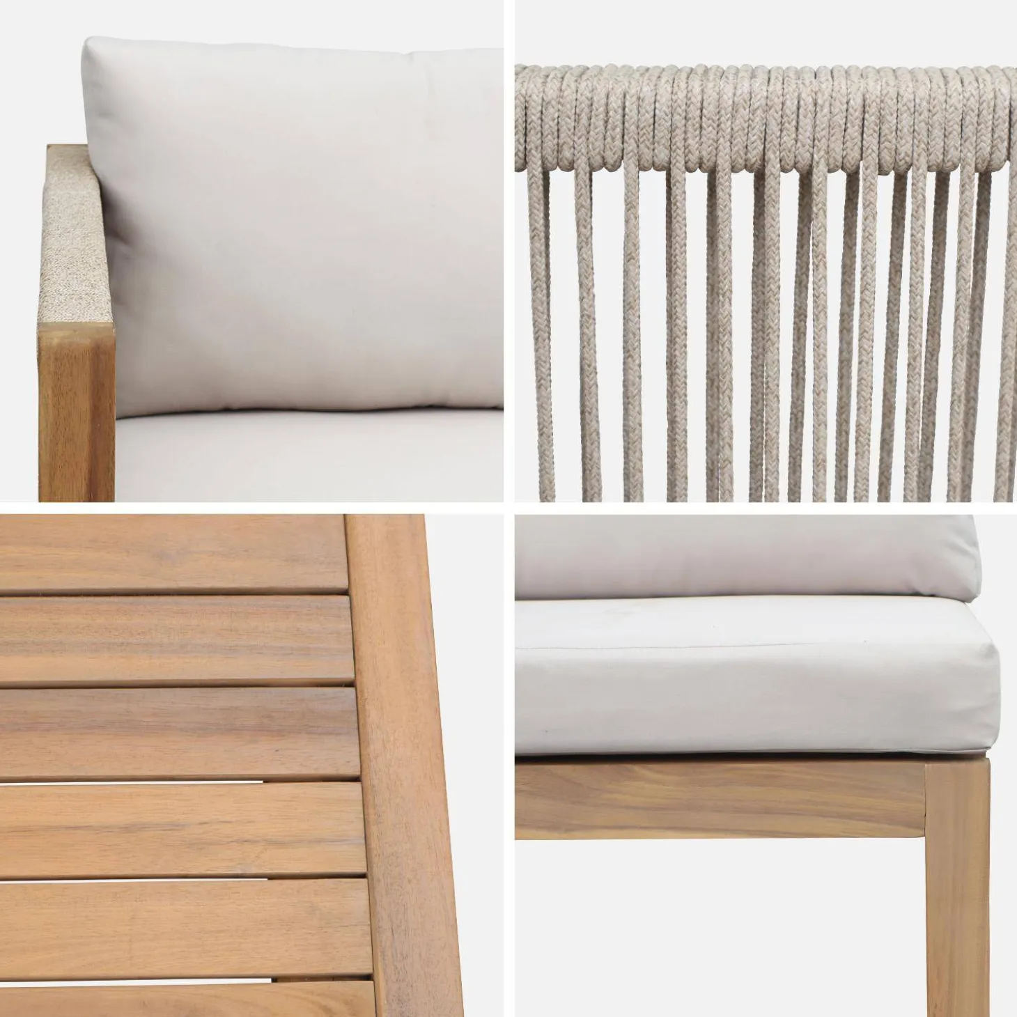 Gartenmöbelset aus Akazienholz, Ecksofa + Tisch, 3 Plätze