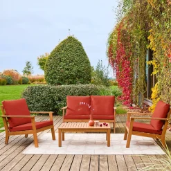 Gartenmöbelset aus Akazienholz für 4 Personen