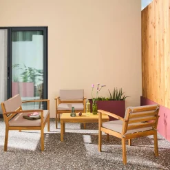 Gartenmöbelset aus Akazienholz für 4 Personen