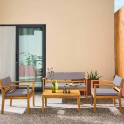 Gartenmöbelset aus Akazienholz für 4 Personen