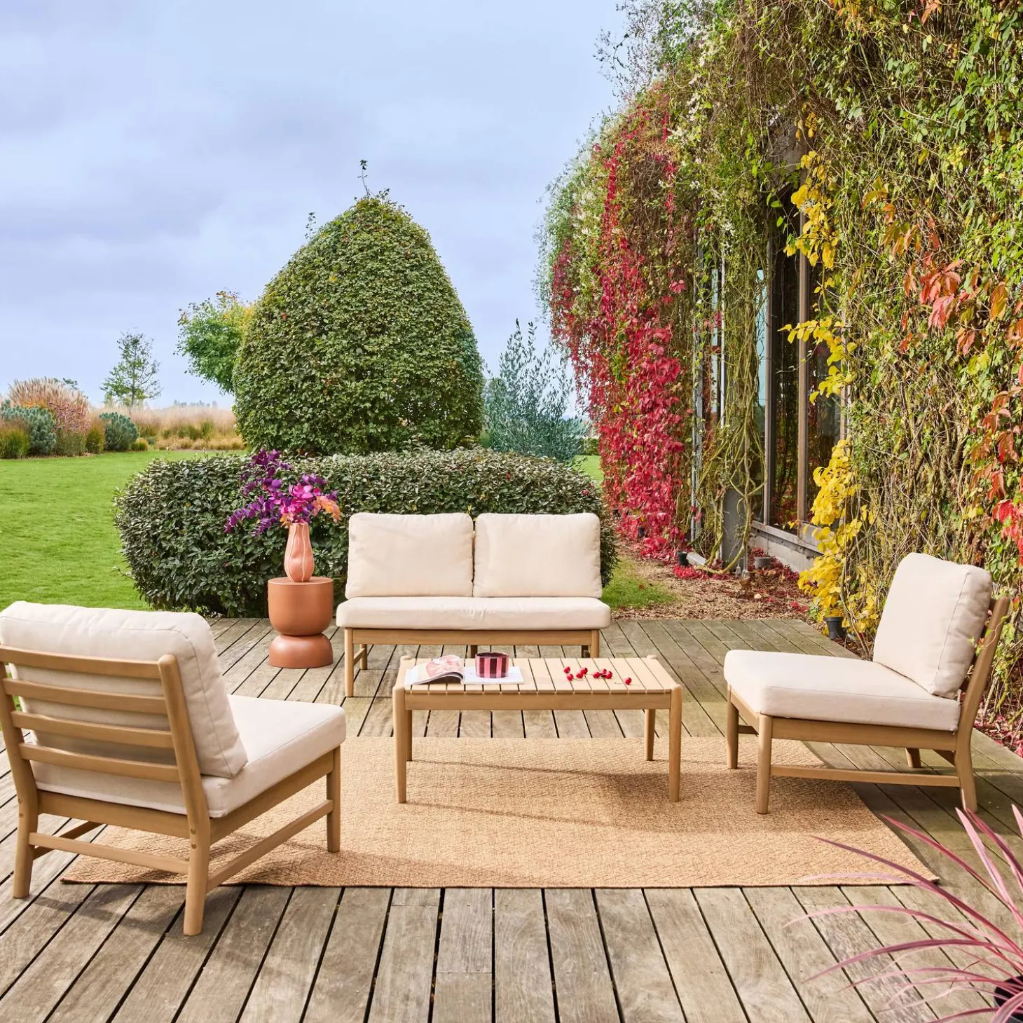 Gartenmöbelset aus Akazienholz für 4 Personen