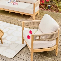 Gartenmöbelset aus Akazienholz mit Seilbespannung für 4 Personen