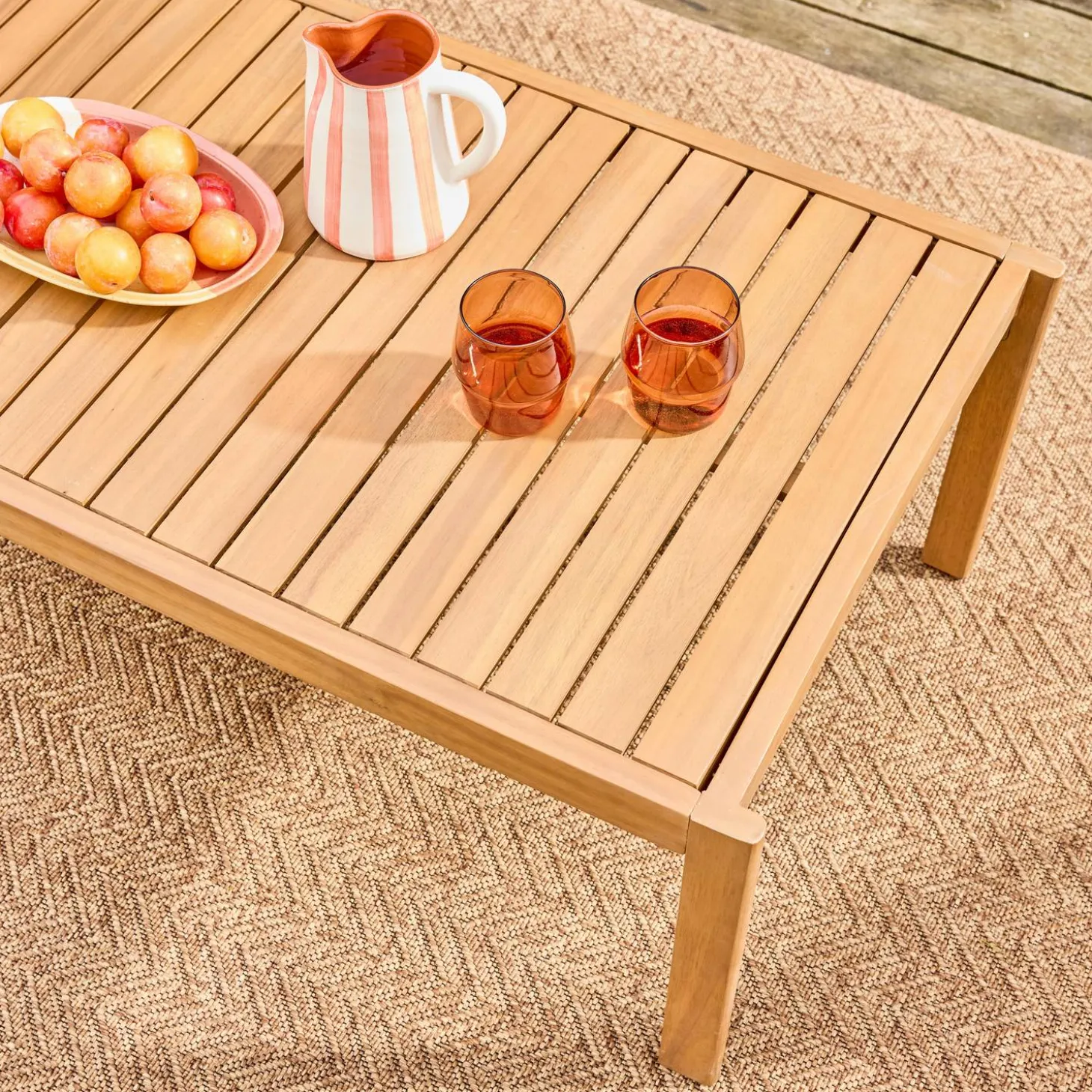 Gartenmöbelset aus Akazienholz mit Seilbespannung, 5 Plätze