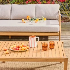 Gartenmöbelset aus Akazienholz mit Seilbespannung, 5 Plätze