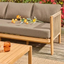 Gartenmöbelset aus Akazienholz mit Seilbespannung, 5 Plätze