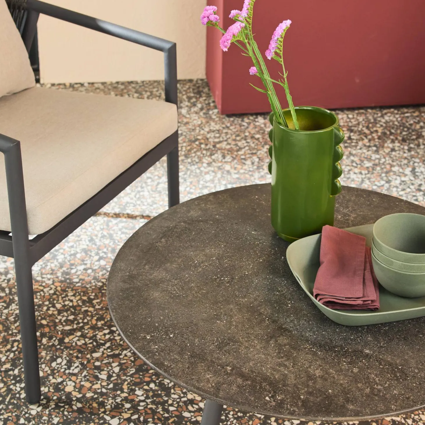 Gartenmöbel-Set aus Aluminium mit Seilbespannung für 4 Personen