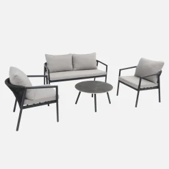 Gartenmöbel-Set aus Aluminium mit Seilbespannung für 4 Personen