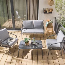 Gartenmöbelset aus Metall, 4 Sitzplätze