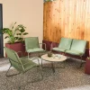 Gartenmöbel-Set aus Stahl, Glas und Textilene für 4 Personen