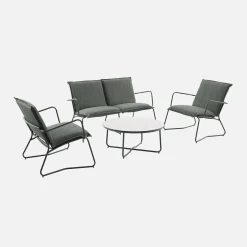 Gartenmöbel-Set aus Stahl, Glas und Textilene für 4 Personen
