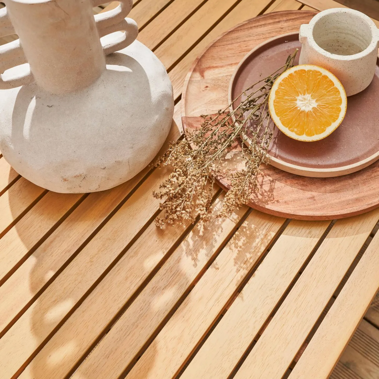 Gartenmöbel-Set für 4 Personen aus Holz mit Seilbespannung