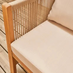 Gartenmöbel-Set für 4 Personen aus Holz mit Seilbespannung