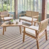 Gartenmöbelset für 4 Personen, aus Holz mit vertikaler Bespannung