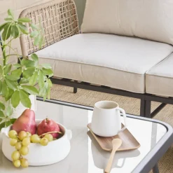 Gartenmöbelset für 5 Personen aus Stahl mit Seilbespannung
