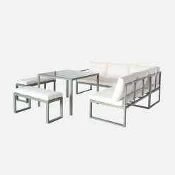 Gartenmöbelset mit Tisch aus Aluminium für 9 Personen