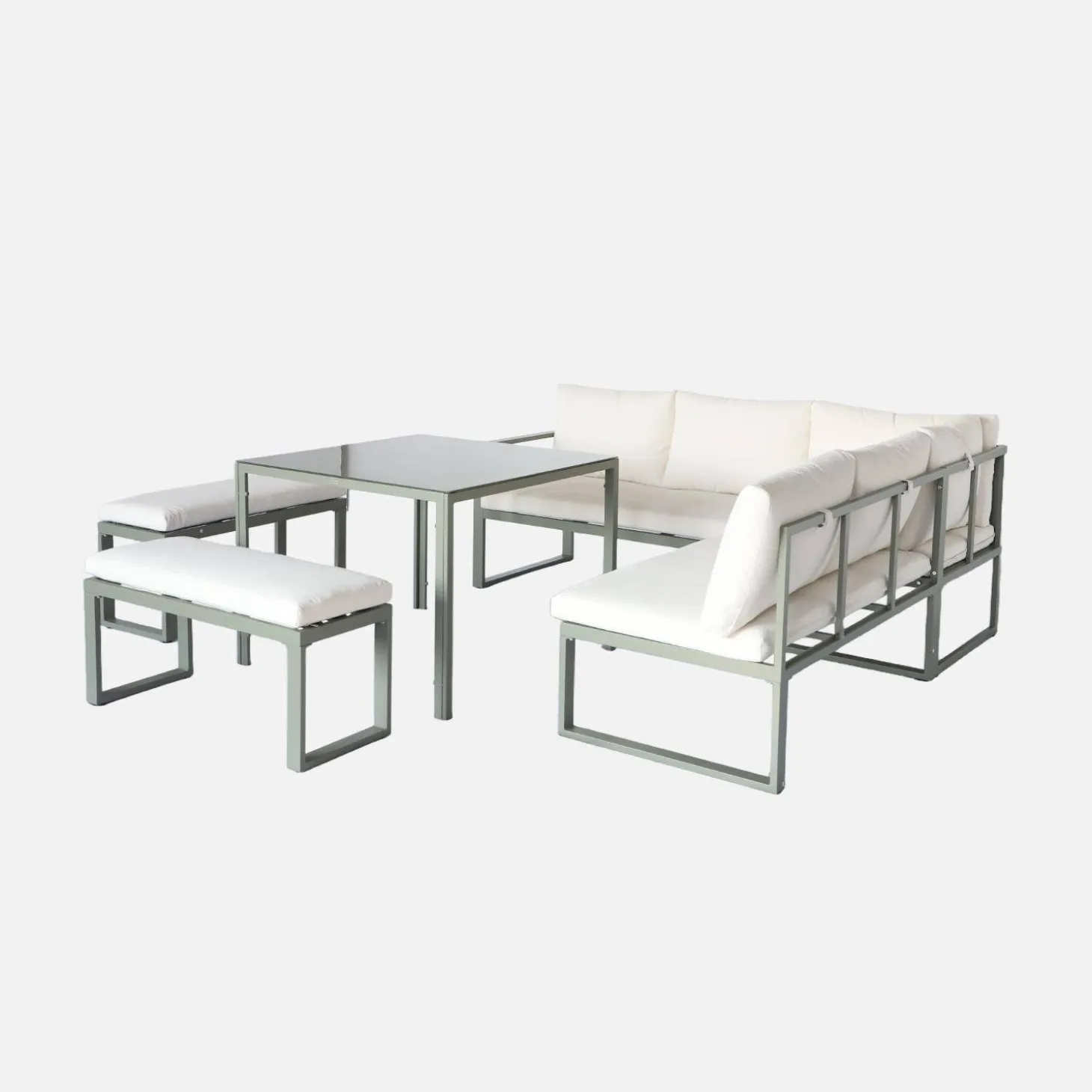 Gartenmöbelset mit Tisch aus Aluminium für 9 Personen