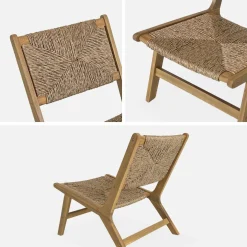 Gartensessel, Holz und Kunststoff mit Strohlook, Innen-/Außenbereich