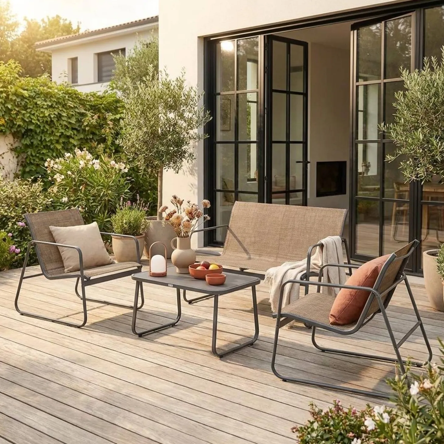Gartenset aus Metall und Textilene für 4 Personen
