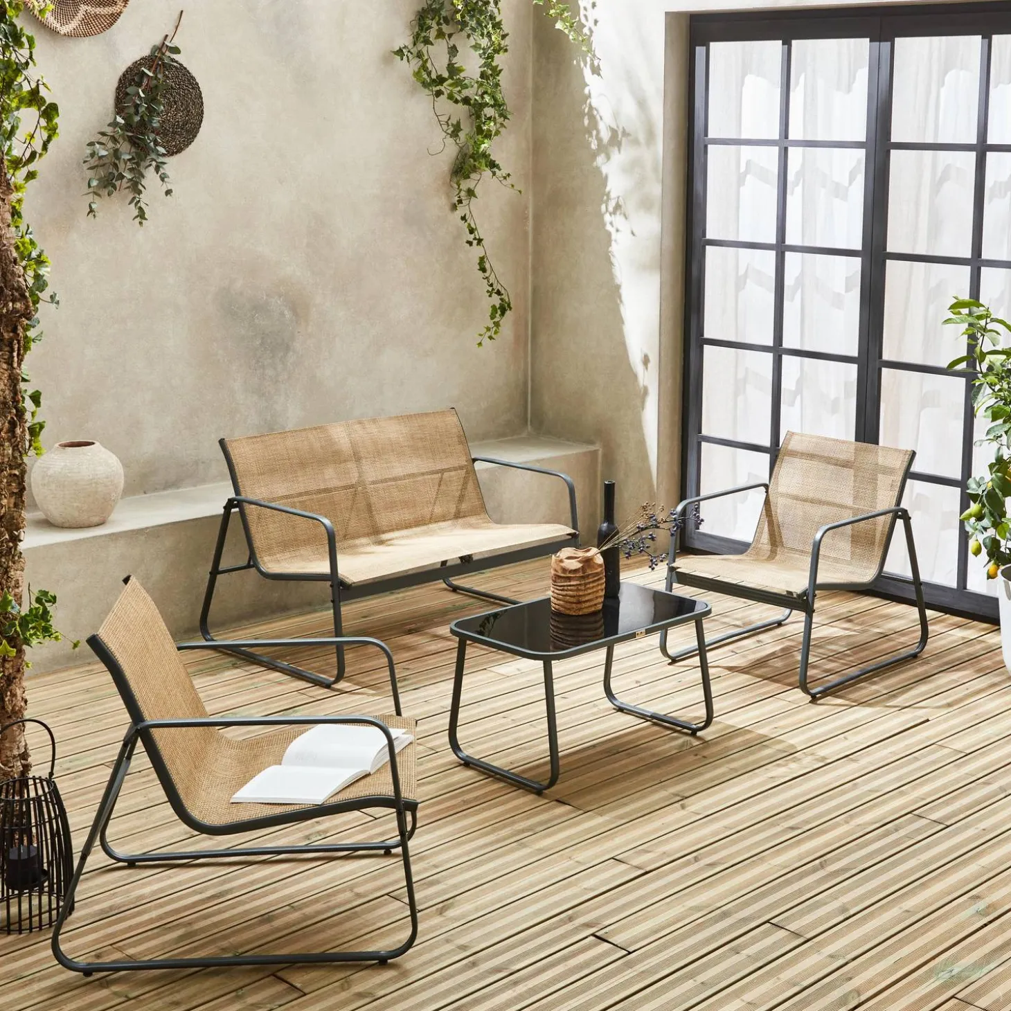 Gartenset aus Metall und Textilene für 4 Personen