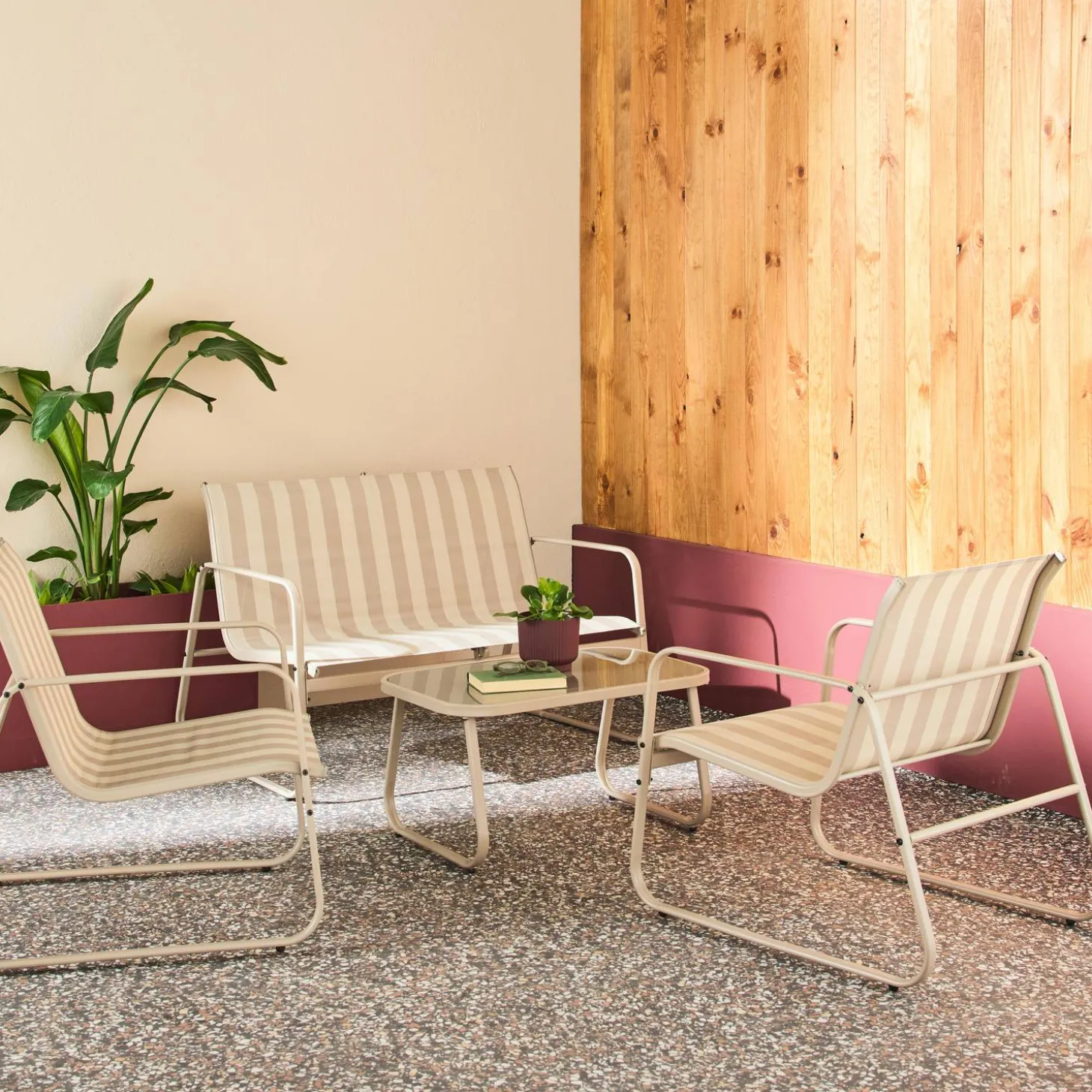 Gartenset aus Metall und Textilene für 4 Personen