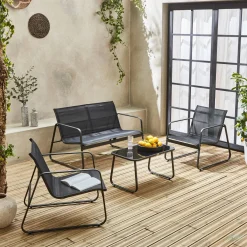 Gartenset aus Metall und Textilene für 4 Personen