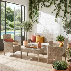 Gartenset aus Polyrattan, 4 Plätze Moltès
