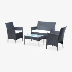 Gartenset aus Polyrattan, 4 Plätze Moltès
