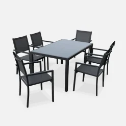 Gartentisch Aluminium + 6 Sessel