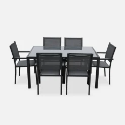 Gartentisch Aluminium + 6 Sessel