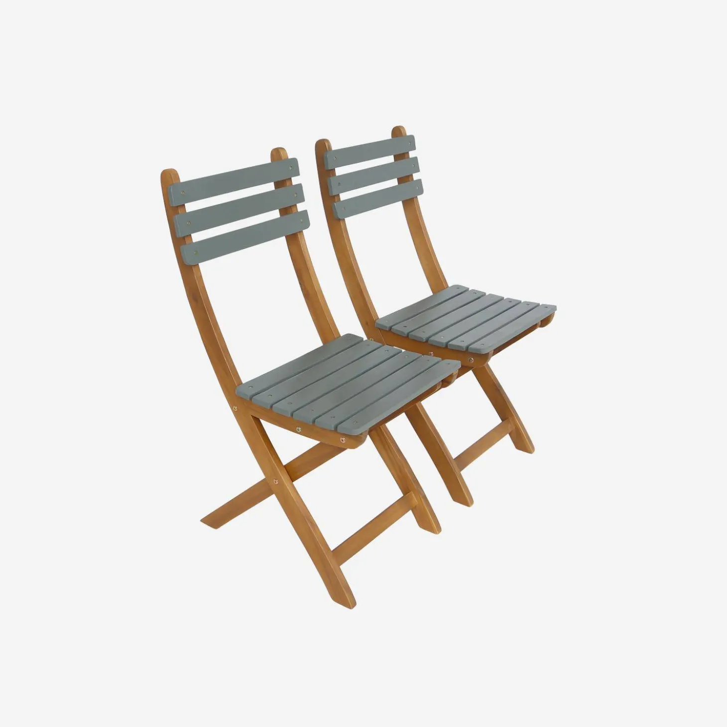 Gartentisch aus Akazienholz, 2 Klappstühle