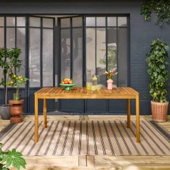 Gartentisch aus Akazienholz mit abgerundeten Ecken, 8 Plätze