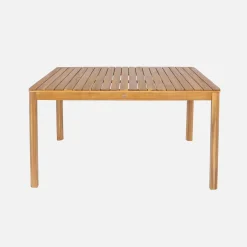 Gartentisch aus Akazienholz mit abgerundeten Ecken, 6 Stühle
