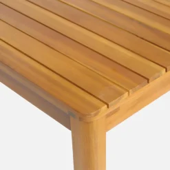 Gartentisch aus Akazienholz mit abgerundeten Ecken, 6 Stühle