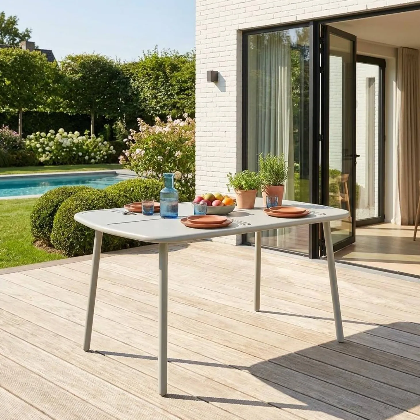 Gartentisch aus Aluminium 140cm für 4-6 Personen
