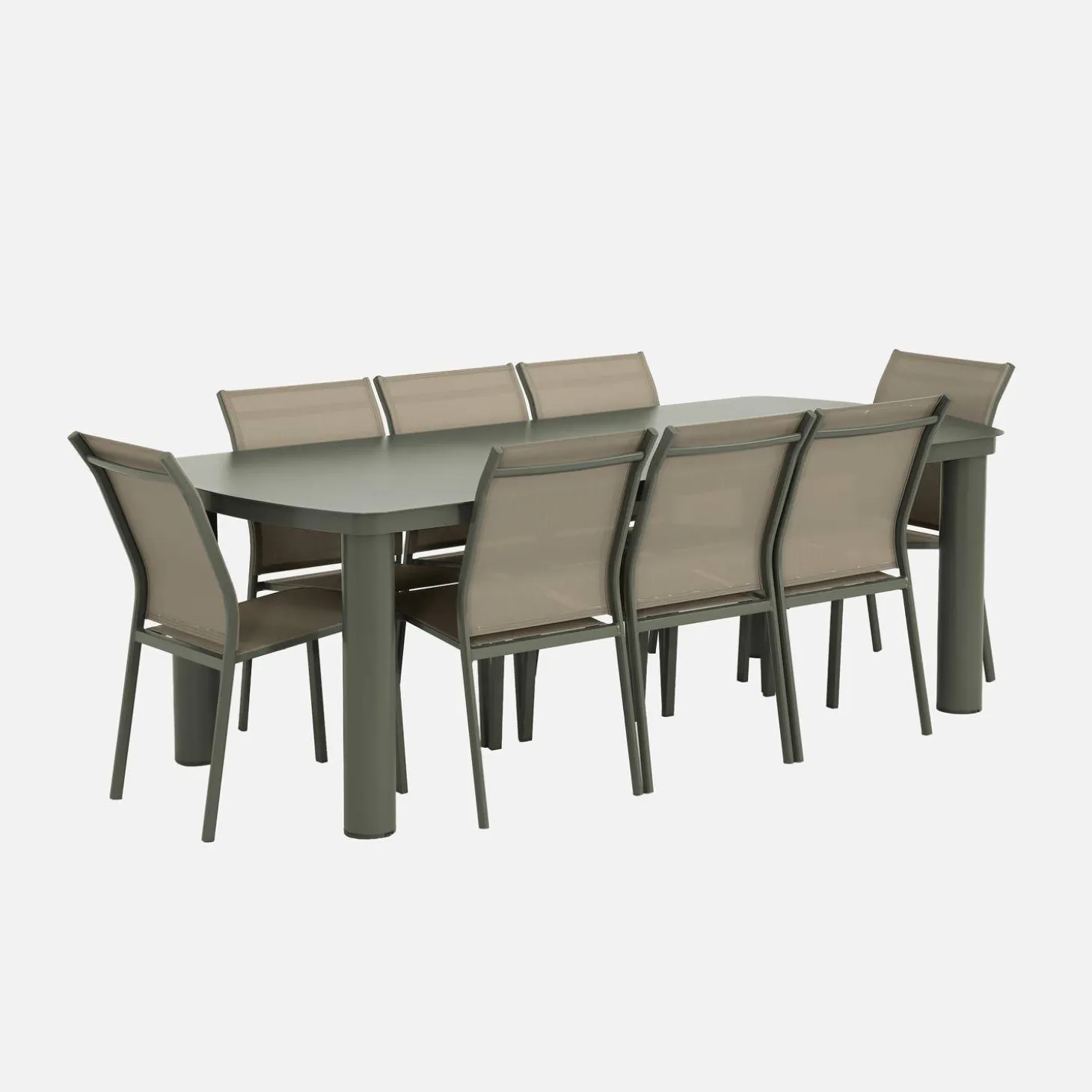 Gartentisch aus Aluminium 225cm + 8 Stühle