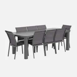 Gartentisch aus Aluminium 225cm + 8 Stühle